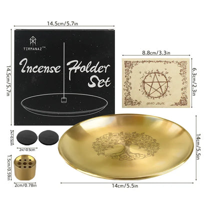 Gold Tree of Life Ritual Altar Plates for Smudging