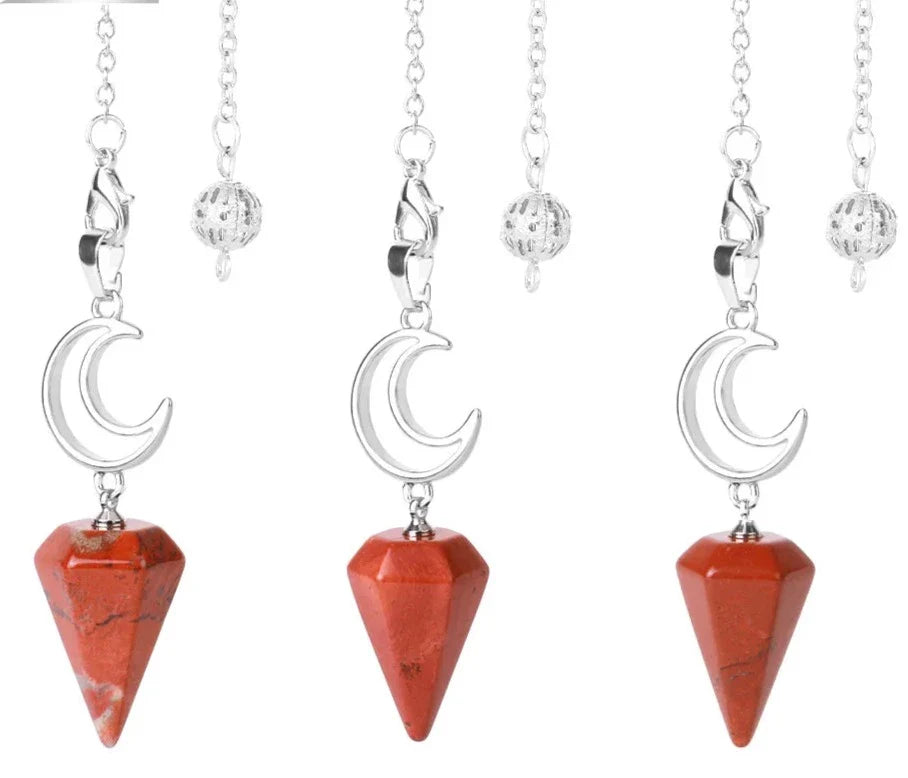 Healing Crystal Crescent Moon Pendulums for Divination