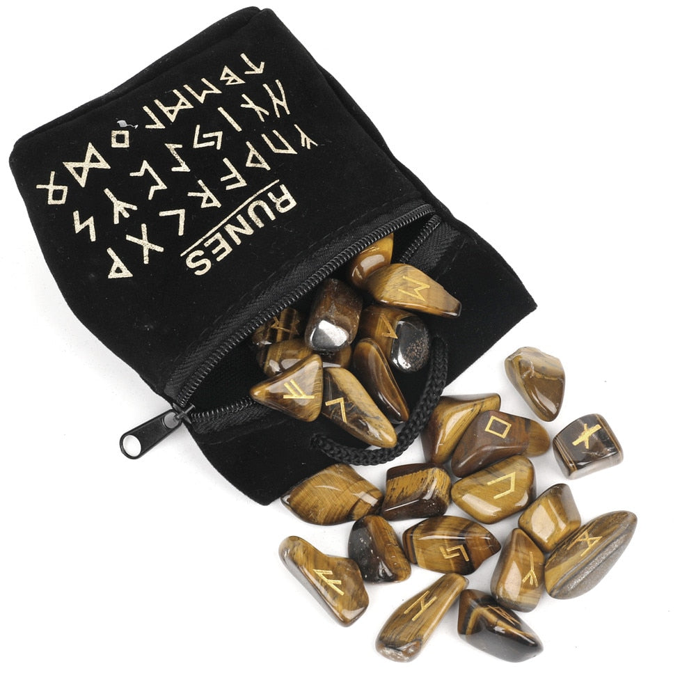 Natural Crystal Runes Set for Divination and Healing