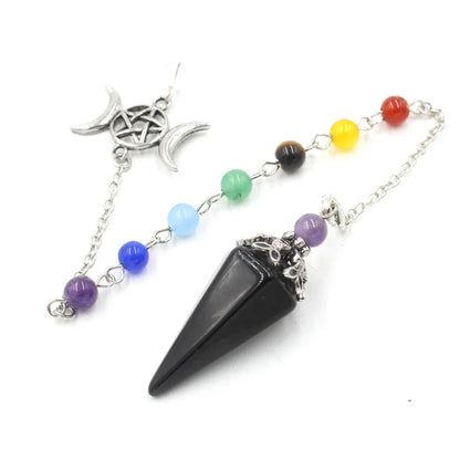 Crystal Triple Moon Pentacle Chakra Healing Pendulums
