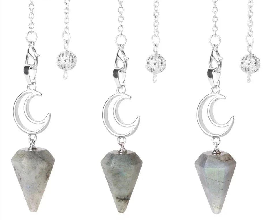 Healing Crystal Crescent Moon Pendulums for Divination