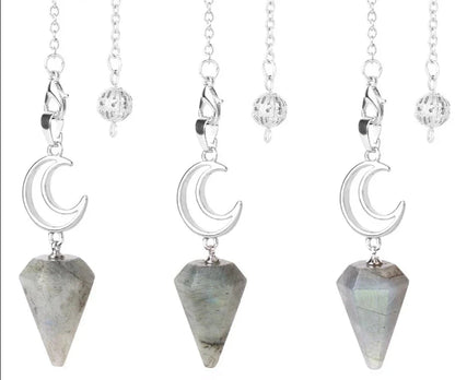 Healing Crystal Crescent Moon Pendulums for Divination