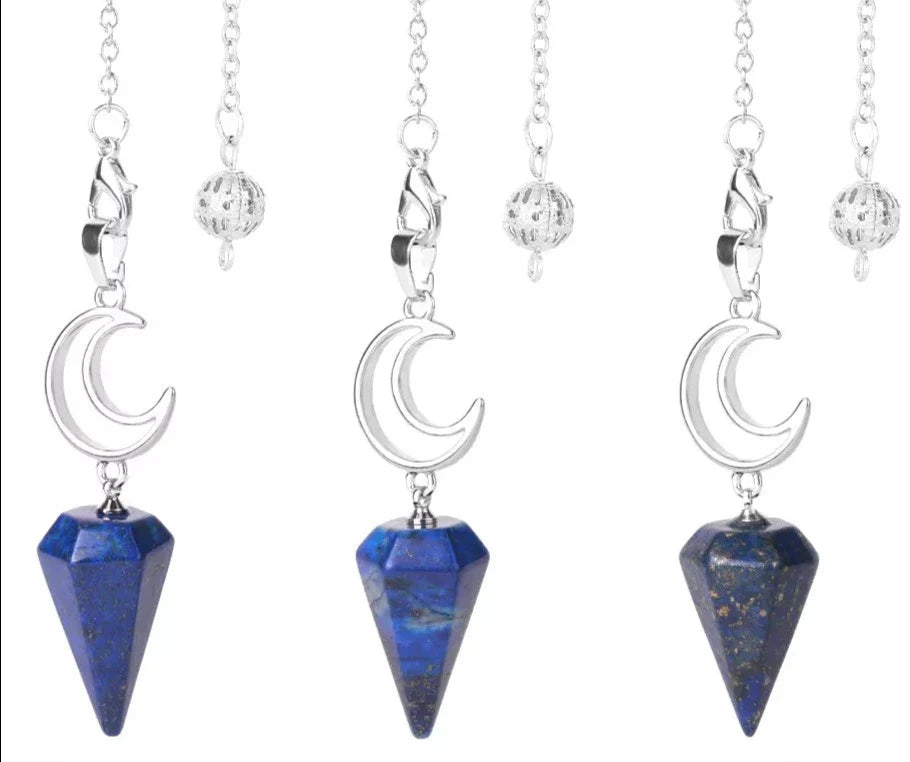 Healing Crystal Crescent Moon Pendulums for Divination
