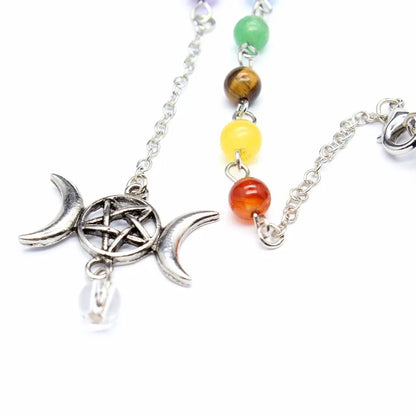 Crystal Triple Moon Pentacle Chakra Healing Pendulums
