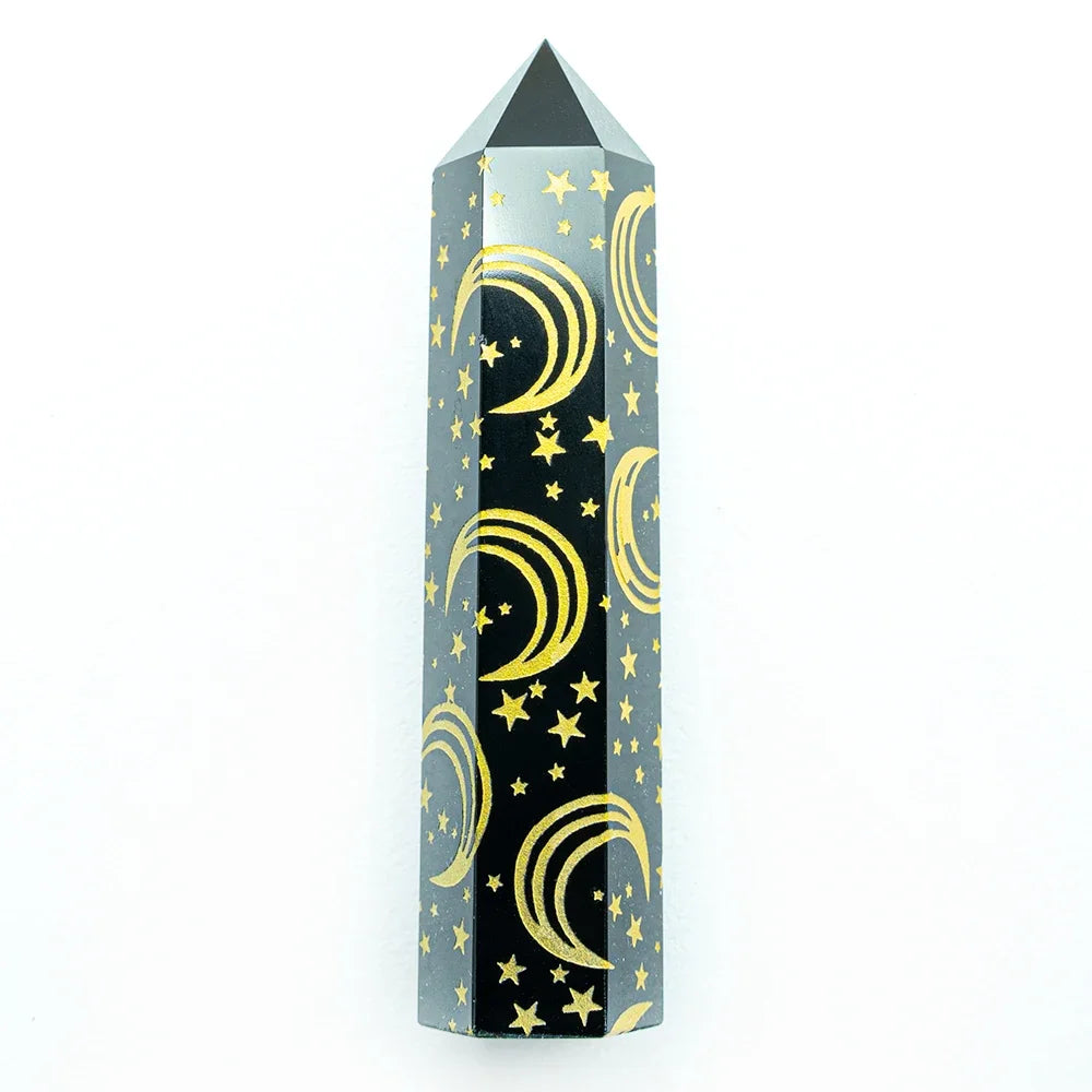 Obsidian Amethyst Crystal Tower Snake Sun Moon Star