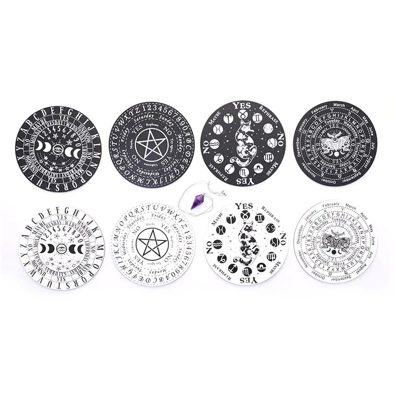 Wooden Divination Pendulum Boards With Mystical Designs