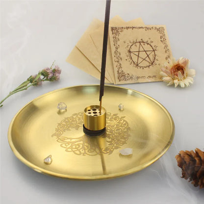 Gold Tree of Life Ritual Altar Plates for Smudging