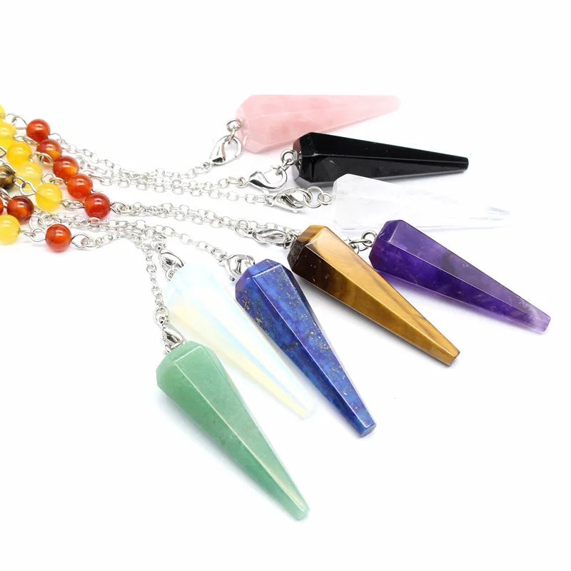 Crystal Triple Moon Pentacle Chakra Healing Pendulums