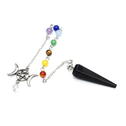 Crystal Triple Moon Pentacle Chakra Healing Pendulums