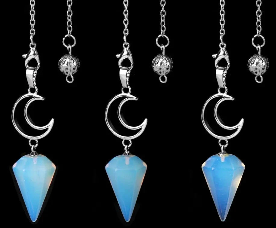 Healing Crystal Crescent Moon Pendulums for Divination