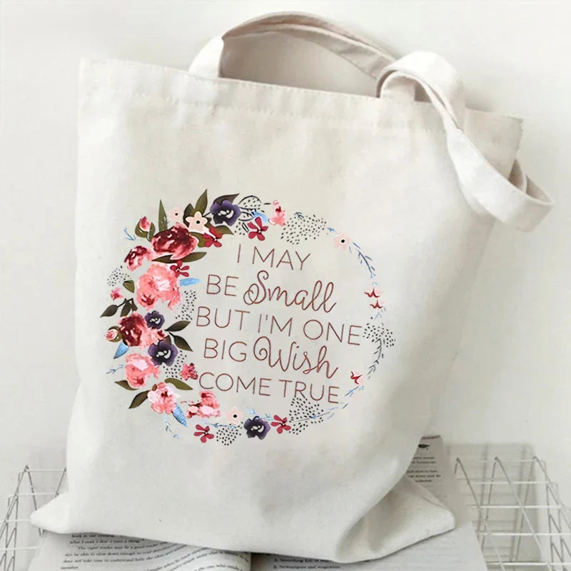 Large Capacity Witchy Floral Moon Canvas Tote Bags