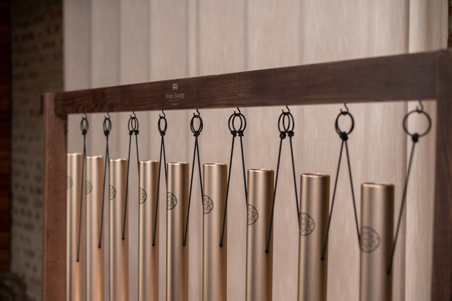 9-Piece Tube Chimes Solfeggio Set, Champagne Gold