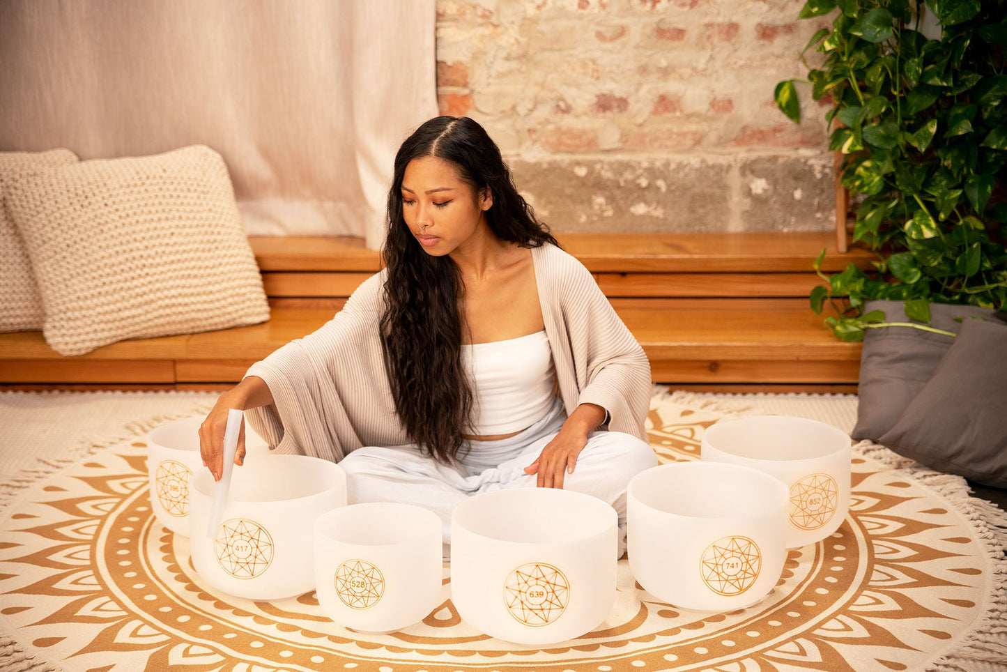 6-Piece Crystal Singing Bowl Chakra Set, Solfeggio