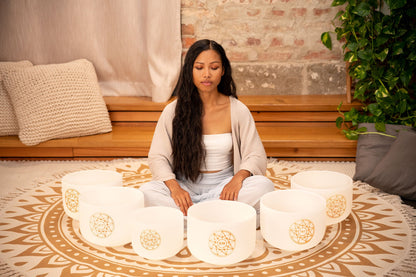 6-Piece Crystal Singing Bowl Chakra Set, Solfeggio