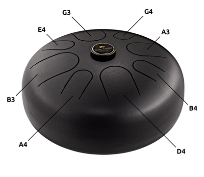 12" Steel Tongue Drum, G Major, Black