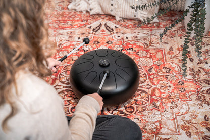 12" Steel Tongue Drum, G Major, Black