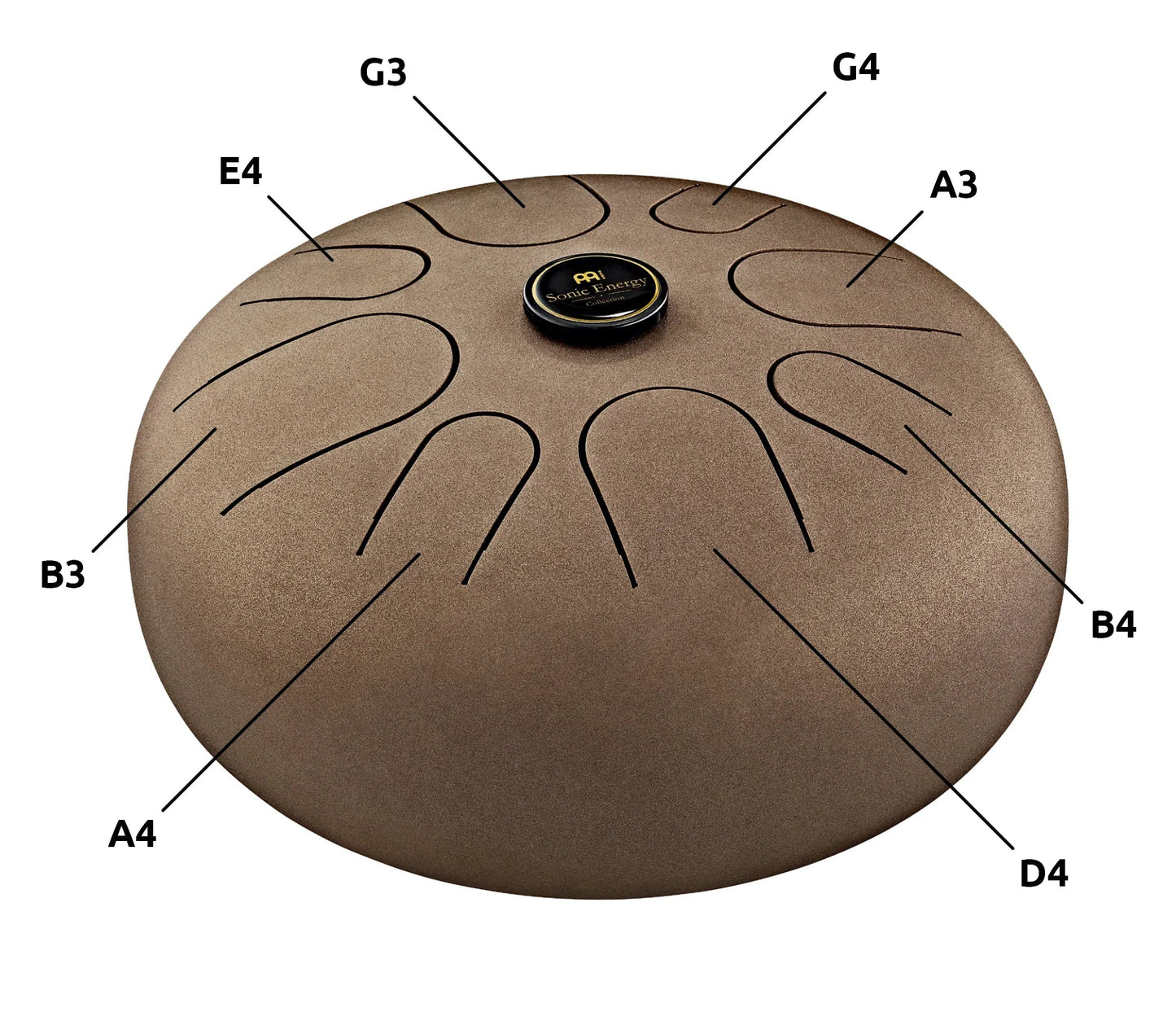12" Steel Tongue Drum, G Major, Vintage Brown