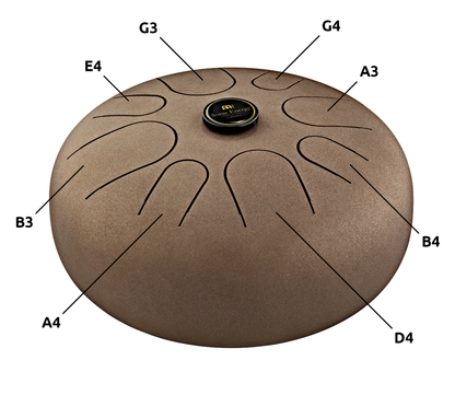 12" Steel Tongue Drum, G Major, Vintage Brown