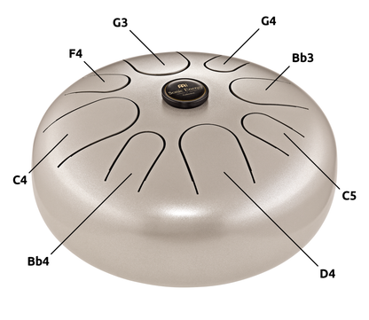 12" Steel Tongue Drum, G Minor, Pearl Grey