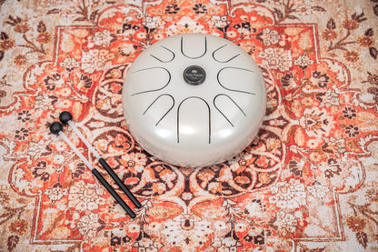 12" Steel Tongue Drum, G Minor, Pearl Grey