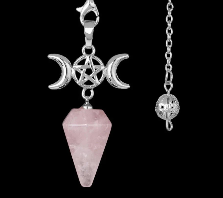Triple Moon Pentacle Natural Healing Crystal Pendulums