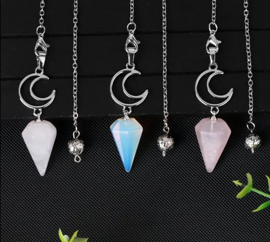 Healing Crystal Crescent Moon Pendulums for Divination