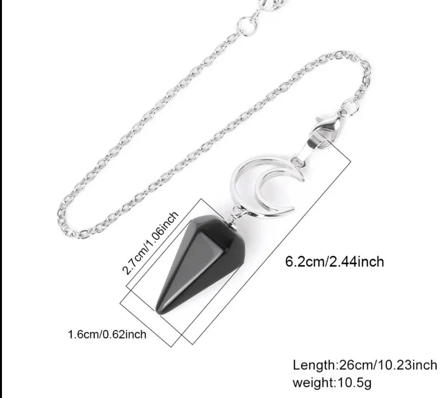 Healing Crystal Crescent Moon Pendulums for Divination
