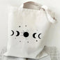 Large Capacity Witchy Floral Moon Canvas Tote Bags