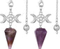 Triple Moon Pentacle Natural Healing Crystal Pendulums
