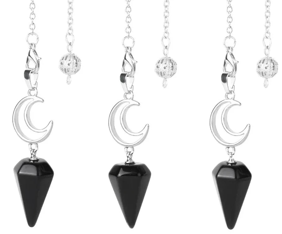 Healing Crystal Crescent Moon Pendulums for Divination