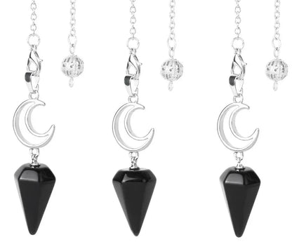 Healing Crystal Crescent Moon Pendulums for Divination