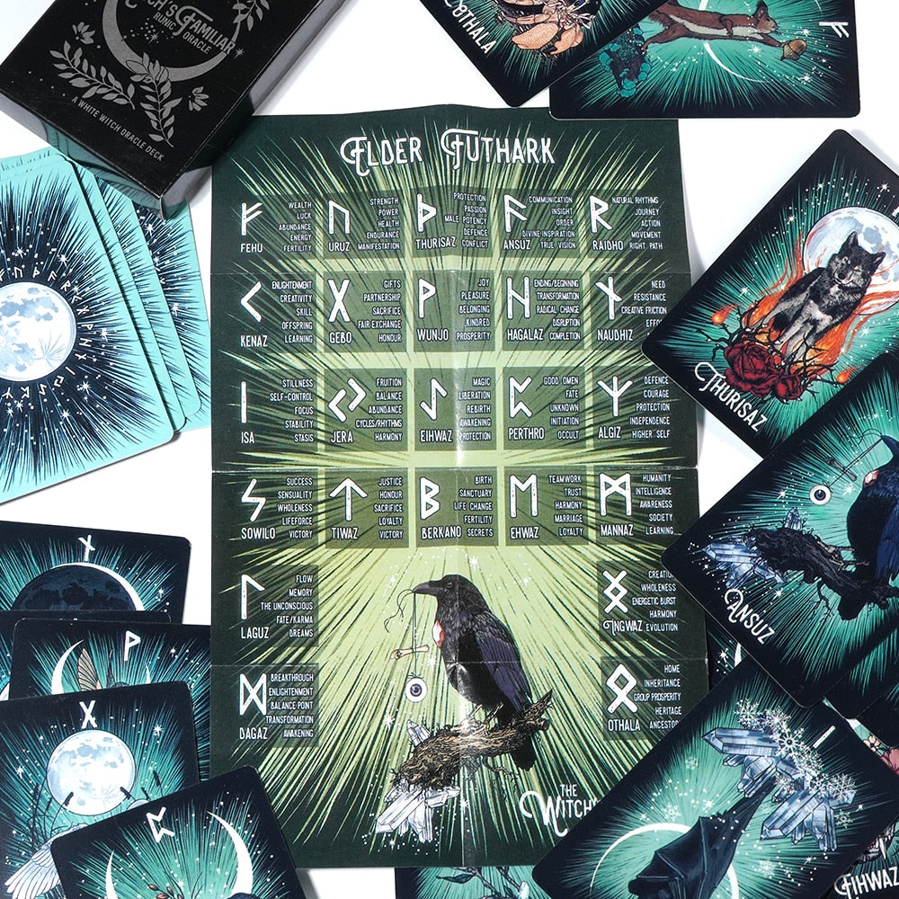 The Witch's Familiar Runic Oracle Deck for Mystical Guidance