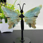 Crystal Butterfly Wings With Amethyst On Black Stand