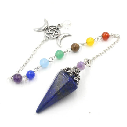 Crystal Triple Moon Pentacle Chakra Healing Pendulums