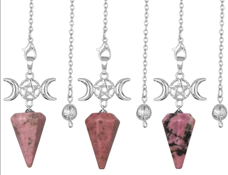 Triple Moon Pentacle Natural Healing Crystal Pendulums