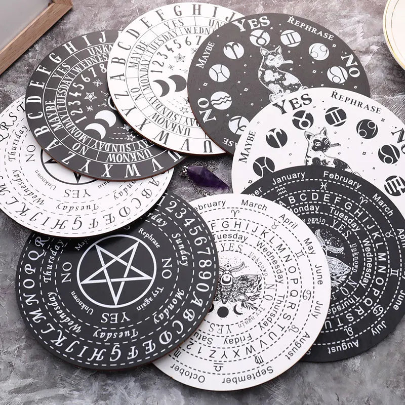 Wooden Divination Pendulum Boards With Mystical Designs