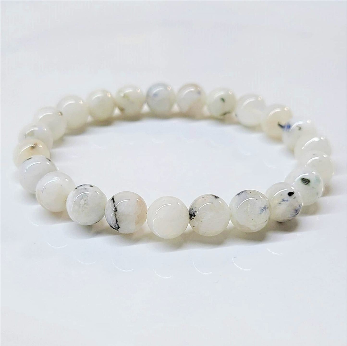 Rainbow Moonstone Round Bead Bracelet - Goddess Energy