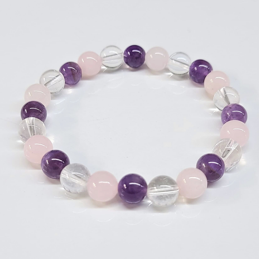 Three Stone Round Bead Bracelet 8mm - Holy Trinity