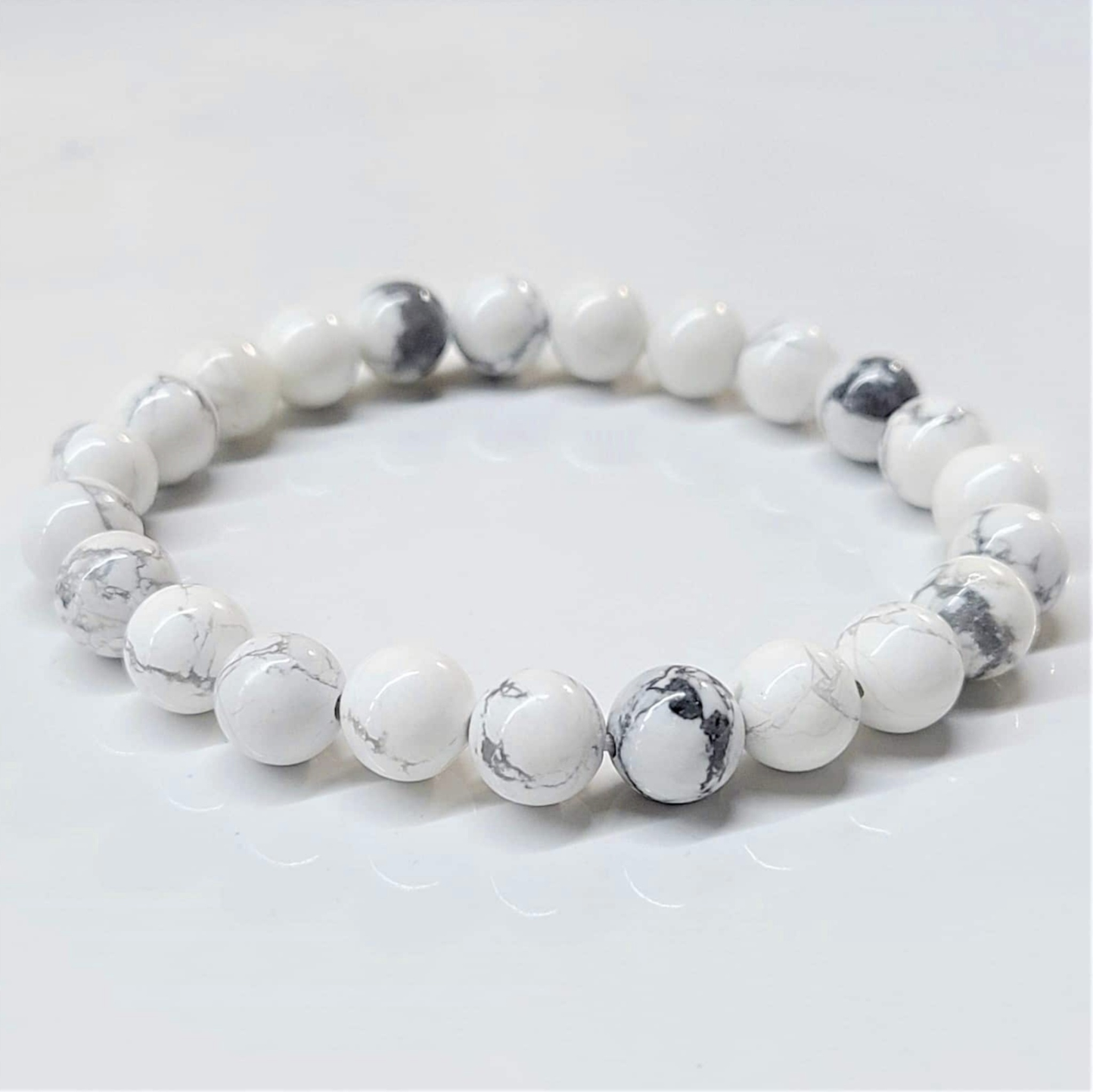 White Howlite Round Bead Bracelet - Anger Eater