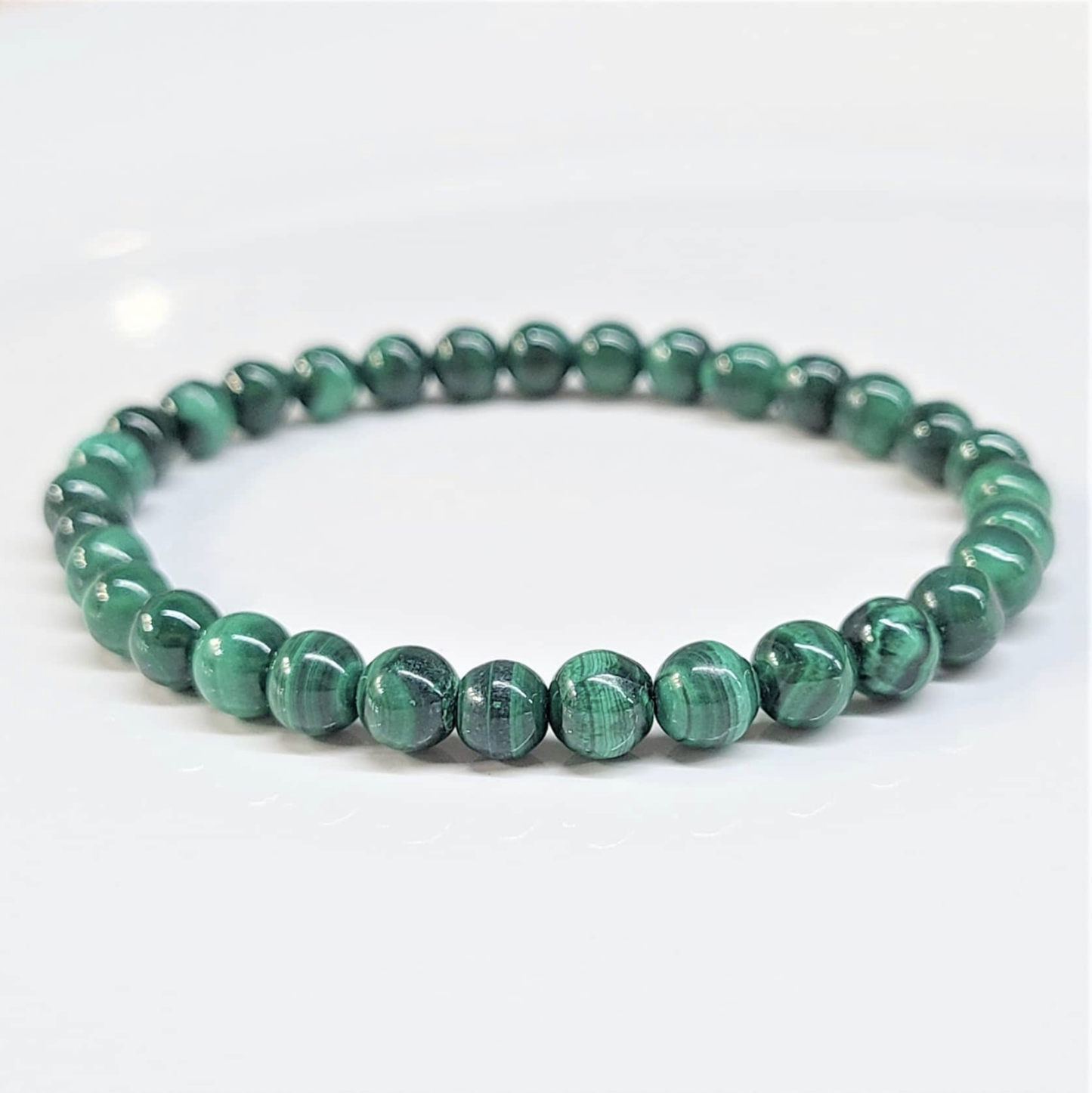 Natural Malachite Round Bead Bracelet - Abundant Love