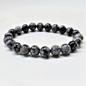 Snowflake Obsidian Round Bead Bracelet - Angelic Protection