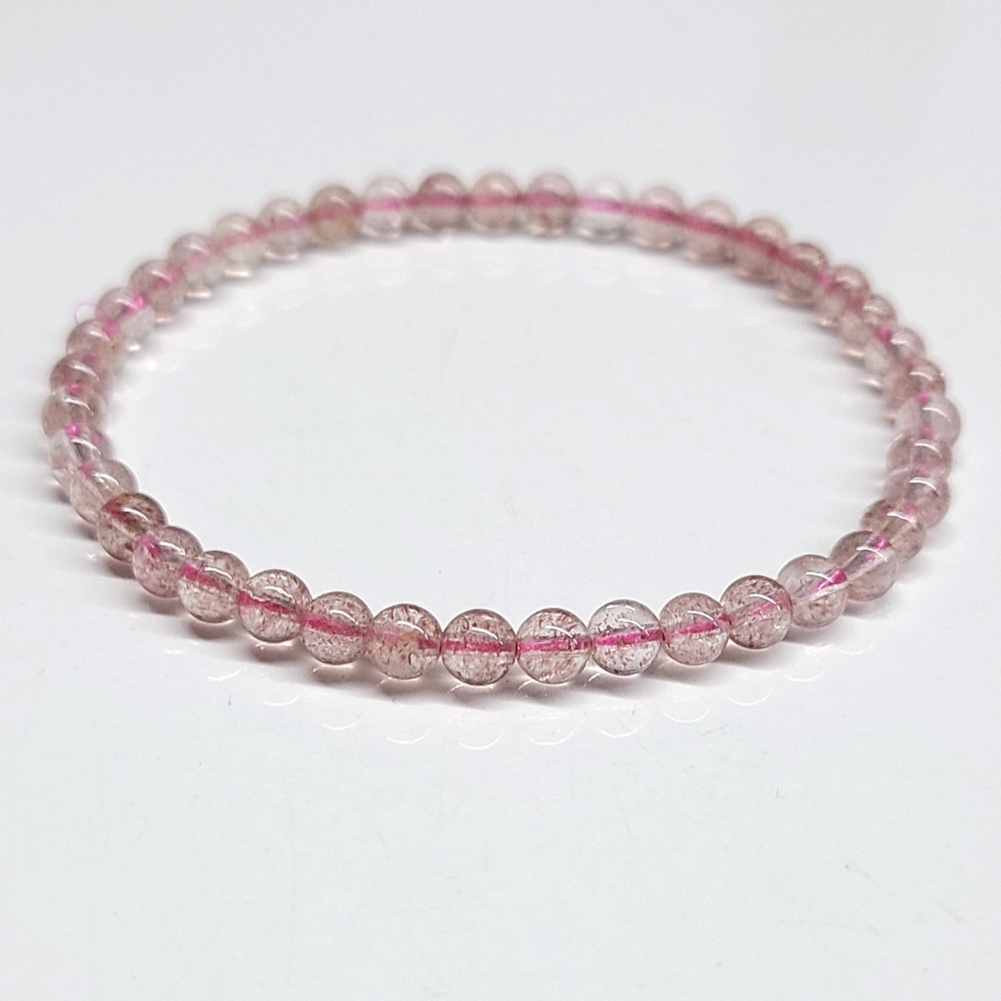 Strawberry Quartz Round Bead Bracelet - Soulmate Magnetism
