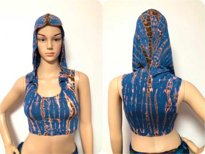 Hooded Spandex Crop Top – Festival Yoga Tank