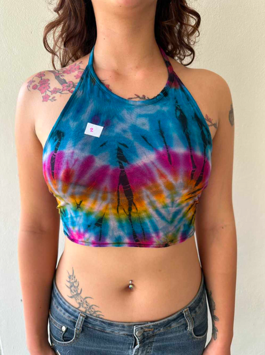 Tie Dye Halter Crop Top - Festival Boho Style