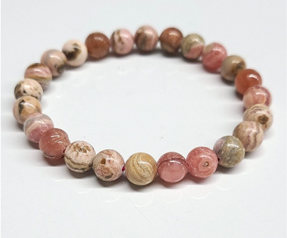 Rhodochrosite Round Bead Bracelet - Heart Awakening