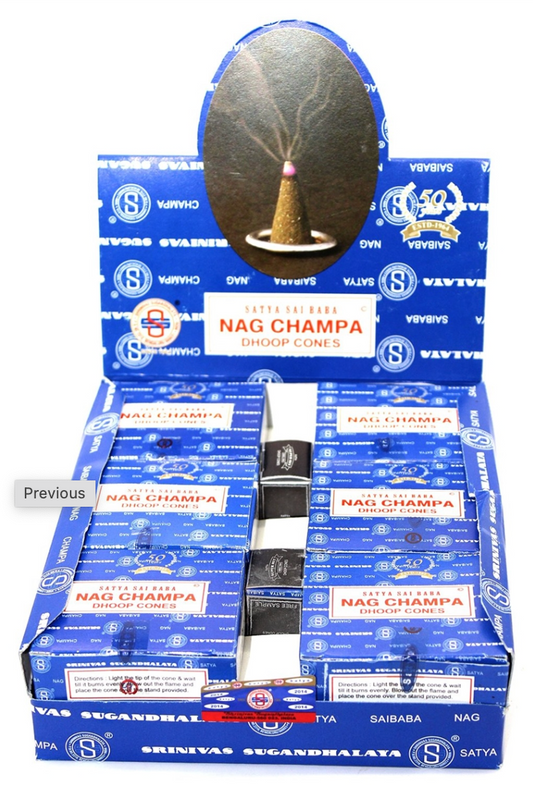 Nag Champa Incense Cones by Satya Sai Baba for Aromatherapy