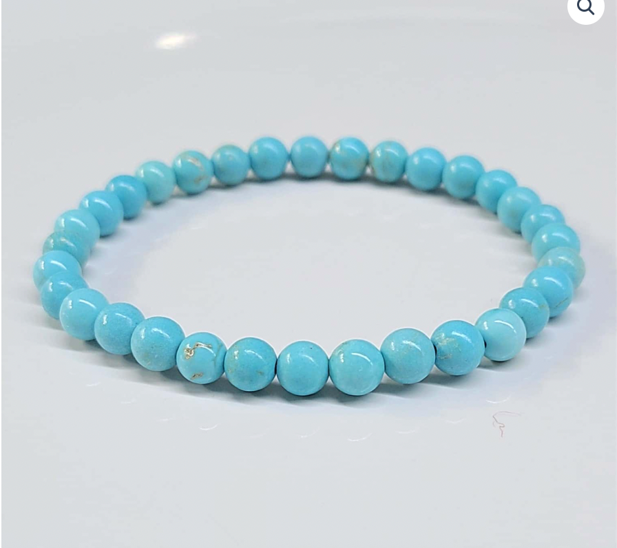 Blue Howlite Round Bead Bracelet - Anger Dissipation