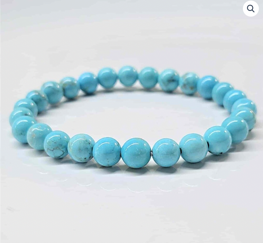 Blue Howlite Round Bead Bracelet - Anger Dissipation