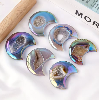 Healing Intuitive Rainbow Agate Druzy Moon Crystal