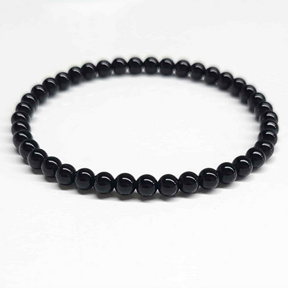 Black Tourmaline Round Bead Bracelet - Protective Filter